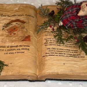 Vintage-Style Handmade Book  With Christmas Mouse Primitive Decor